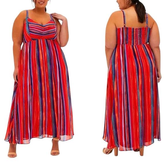 Torrid Striped Colorful Elegant Vacation Lined Maxi Dress- L - Picture 1 of 5